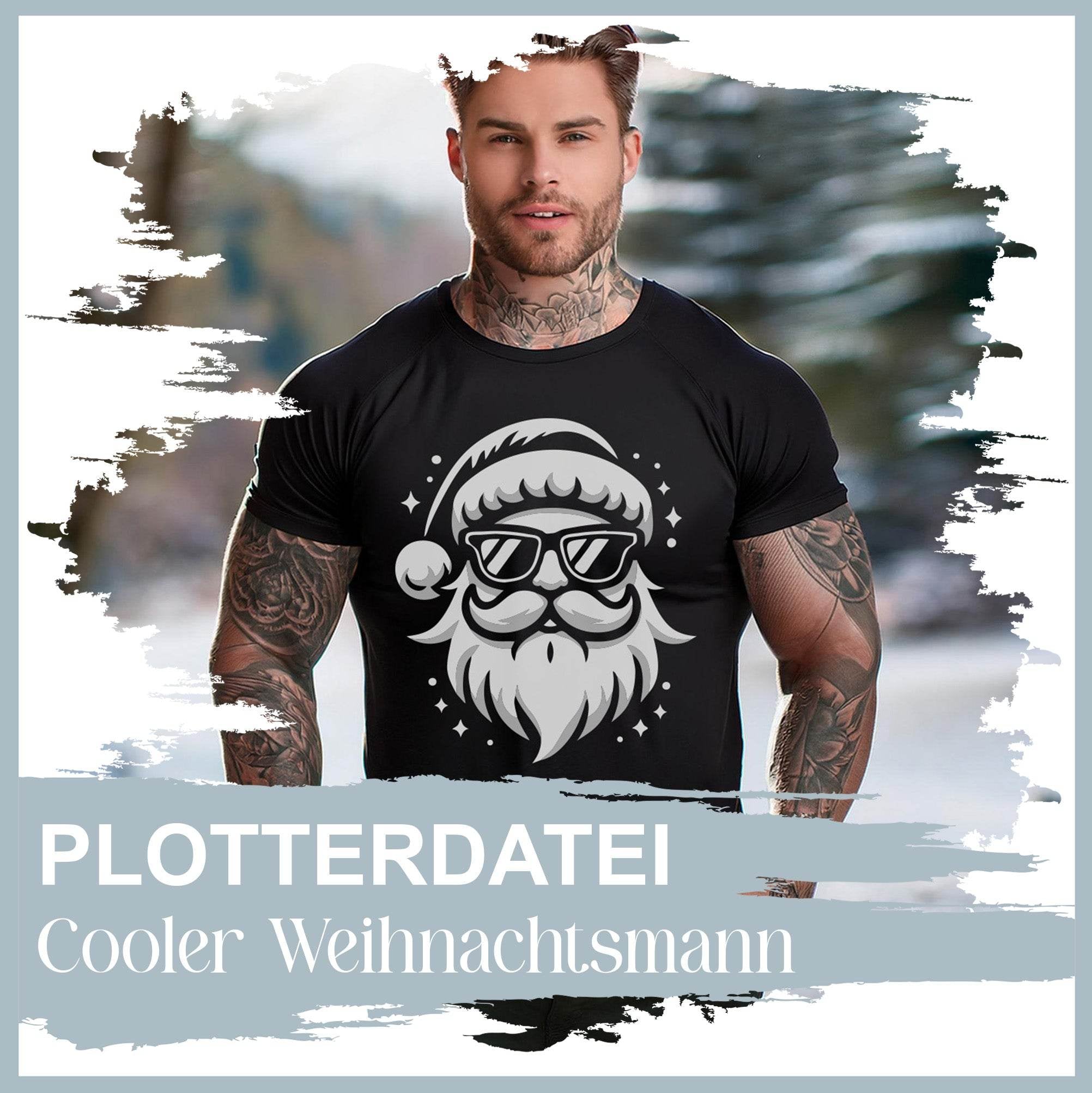 Plotterdatei Cooler Weihnachtsmann - Sewando
