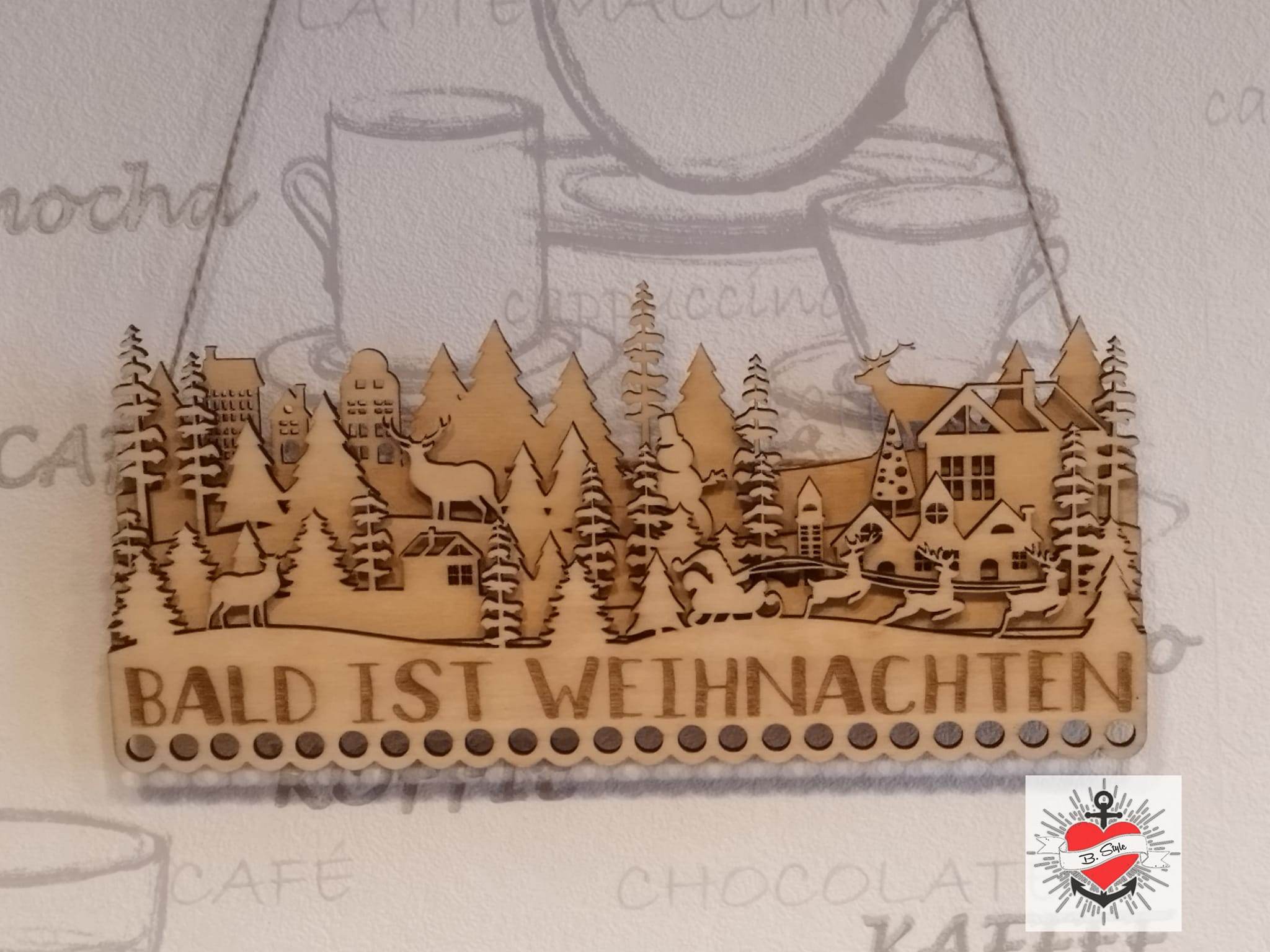 Basteln *Weihnachtssilhouette Adventskalender* Laser-& Plotterdatei - Sewando