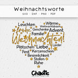 Plotterdatei Weihnachtsworte Wortwolke Herz