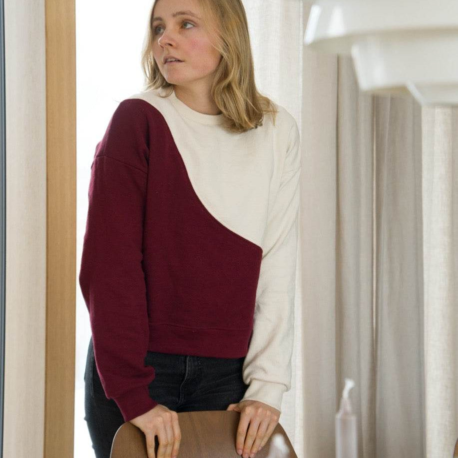 Schnittmuster Welliger Color Block Pullover mit Rundhals KLARA - Gr. 34 - 46 - Sewando