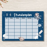 Stundenplan & Wochenplan für Kinder – PDF-Vorlage im Weltraum-Design zum Ausdrucken - Sewando
