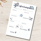 Stundenplan & Wochenplan für Kinder – PDF-Vorlage im Weltraum-Design zum Ausdrucken - Sewando