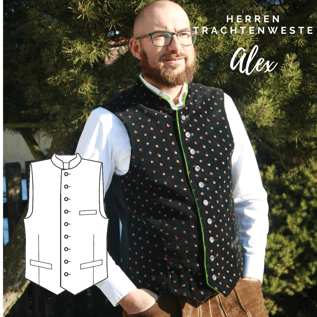 Schnittmuster Herren Trachtenweste Alex Gr. 46-60 : - Sewando