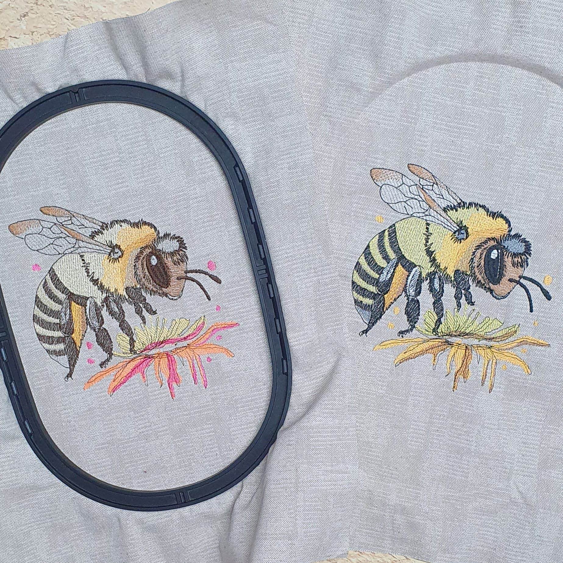 Detailreiche Biene auf Blüte – Stickdatei für deine Stickmaschine - Sewando