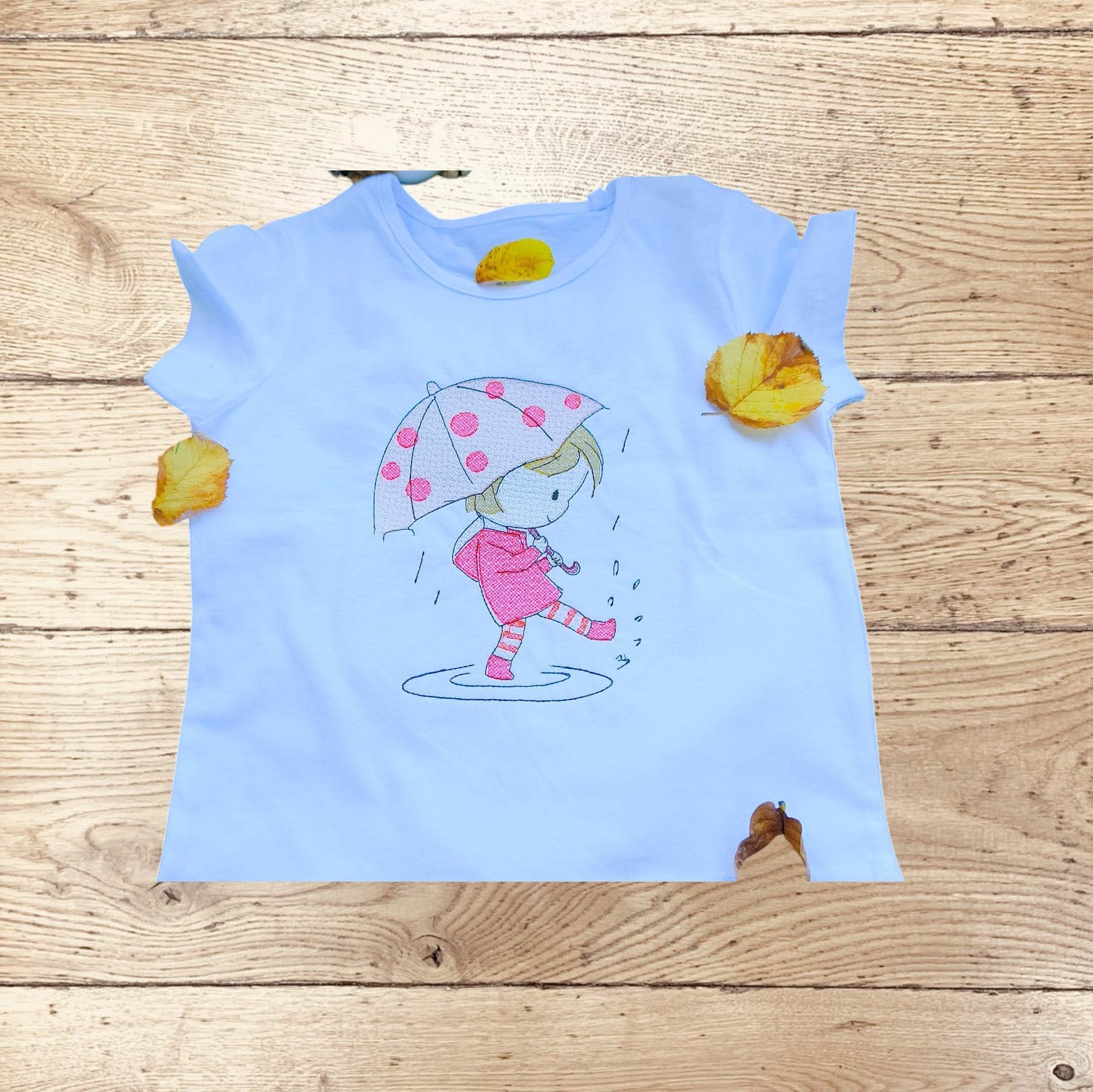 Stickdatei Herbst Mädchen mit Regenschirm Set 2559 - Sewando