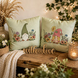 Stickdatei Wichtel Boy und Girl mit Blumen Set 940 Maschinenstickerei  Doodle Lineare Art