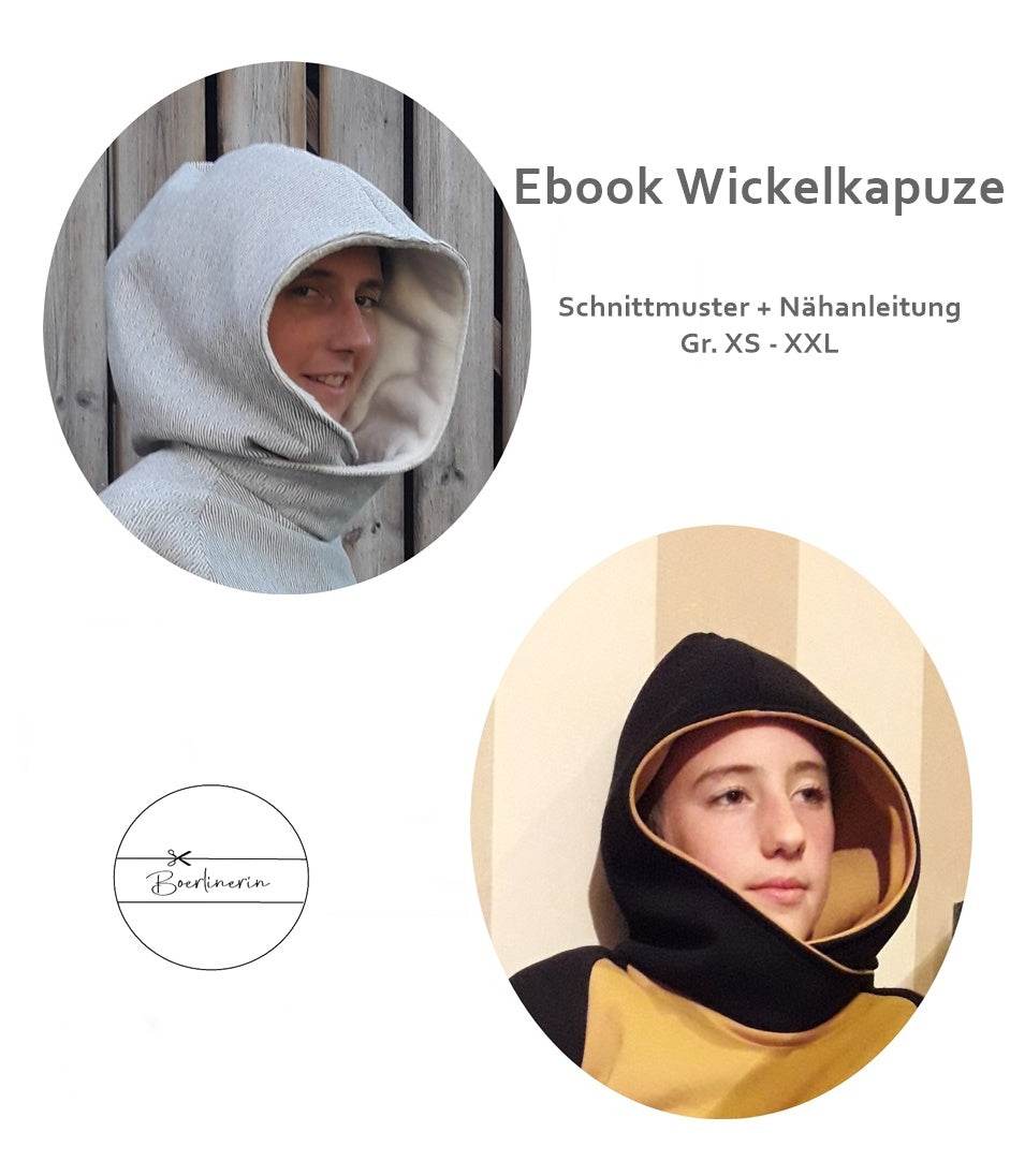 Schnittmuster+Nähanleitung Wickelkapuze ADD ON XS - XXL : - Sewando
