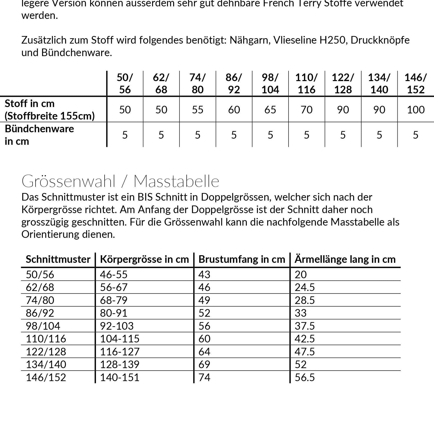 Shirt Wiliala LEGER, Schnittmuster Grösse 50-152 - Sewando