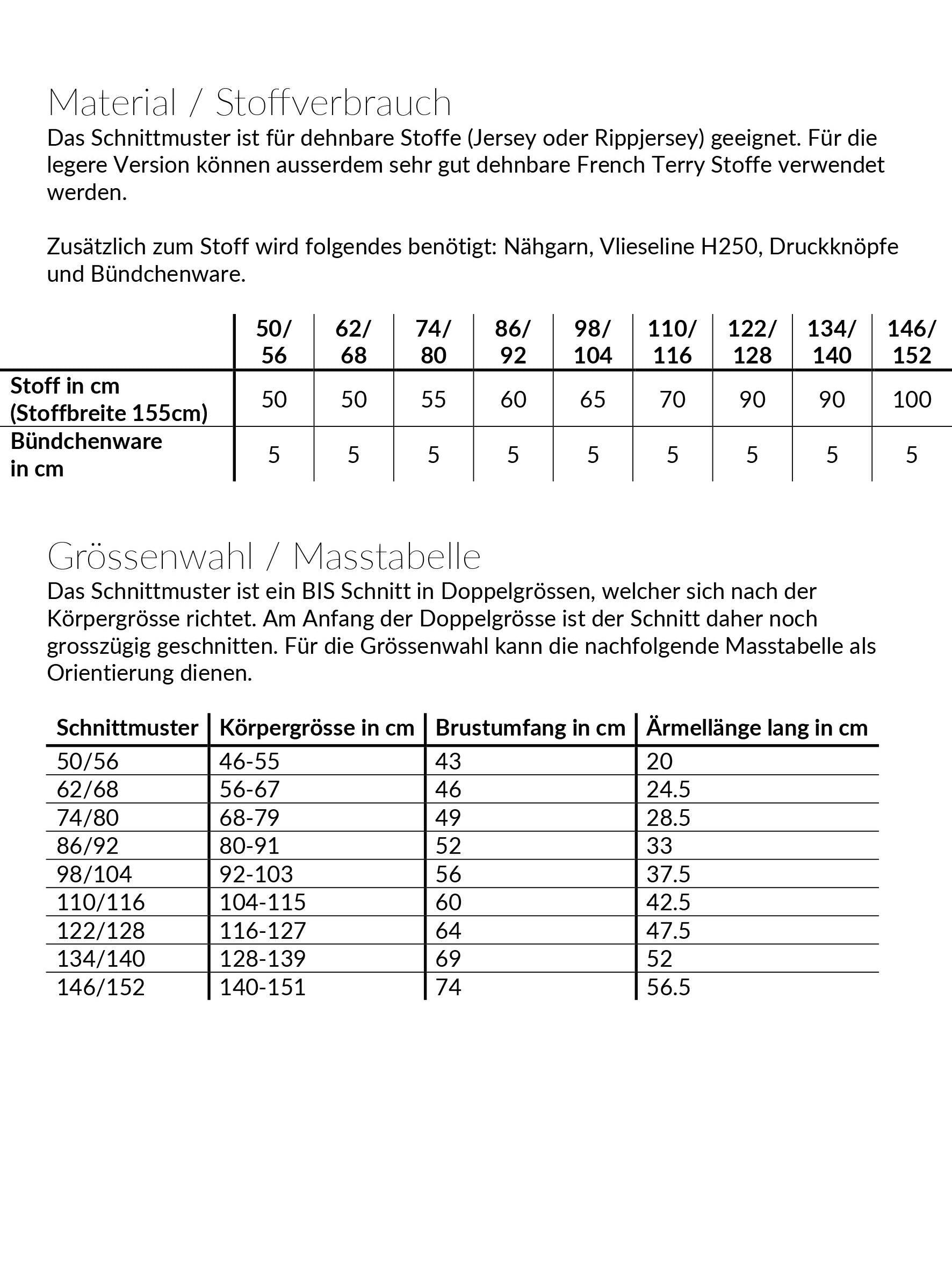Shirt Wiliala LEGER, Schnittmuster Grösse 50-152 - Sewando