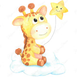 Bügelbild Giraffe mit Stern auf Wolke - Sewando