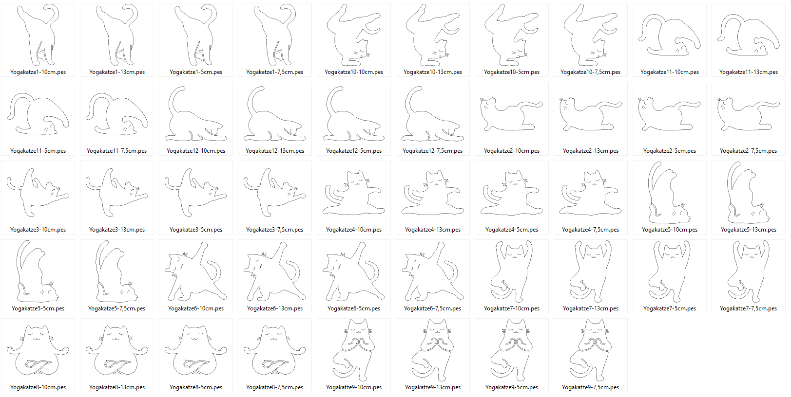 Stickdatei - Yoga Katze Linie - Sewando