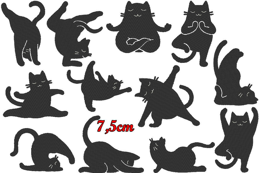 Stickdatei - Yoga Katze gefüllt Silhouette - Sewando