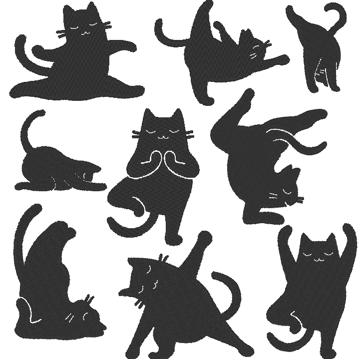 Stickdatei - Yoga Katze gefüllt Silhouette - Sewando