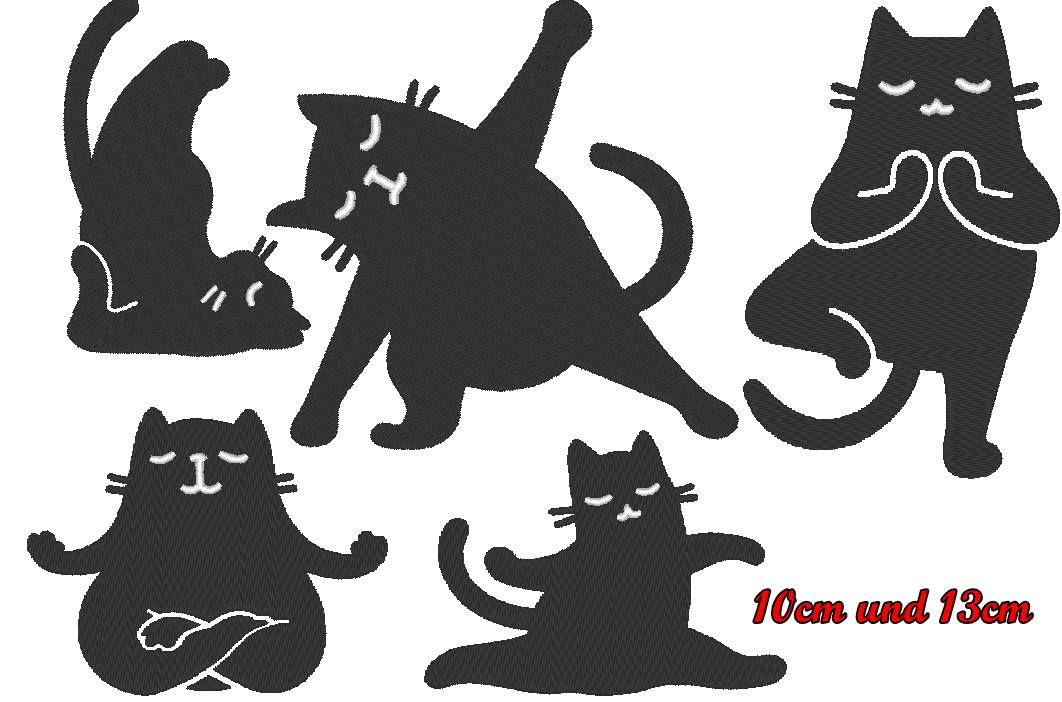 Stickdatei - Yoga Katze gefüllt Silhouette - Sewando