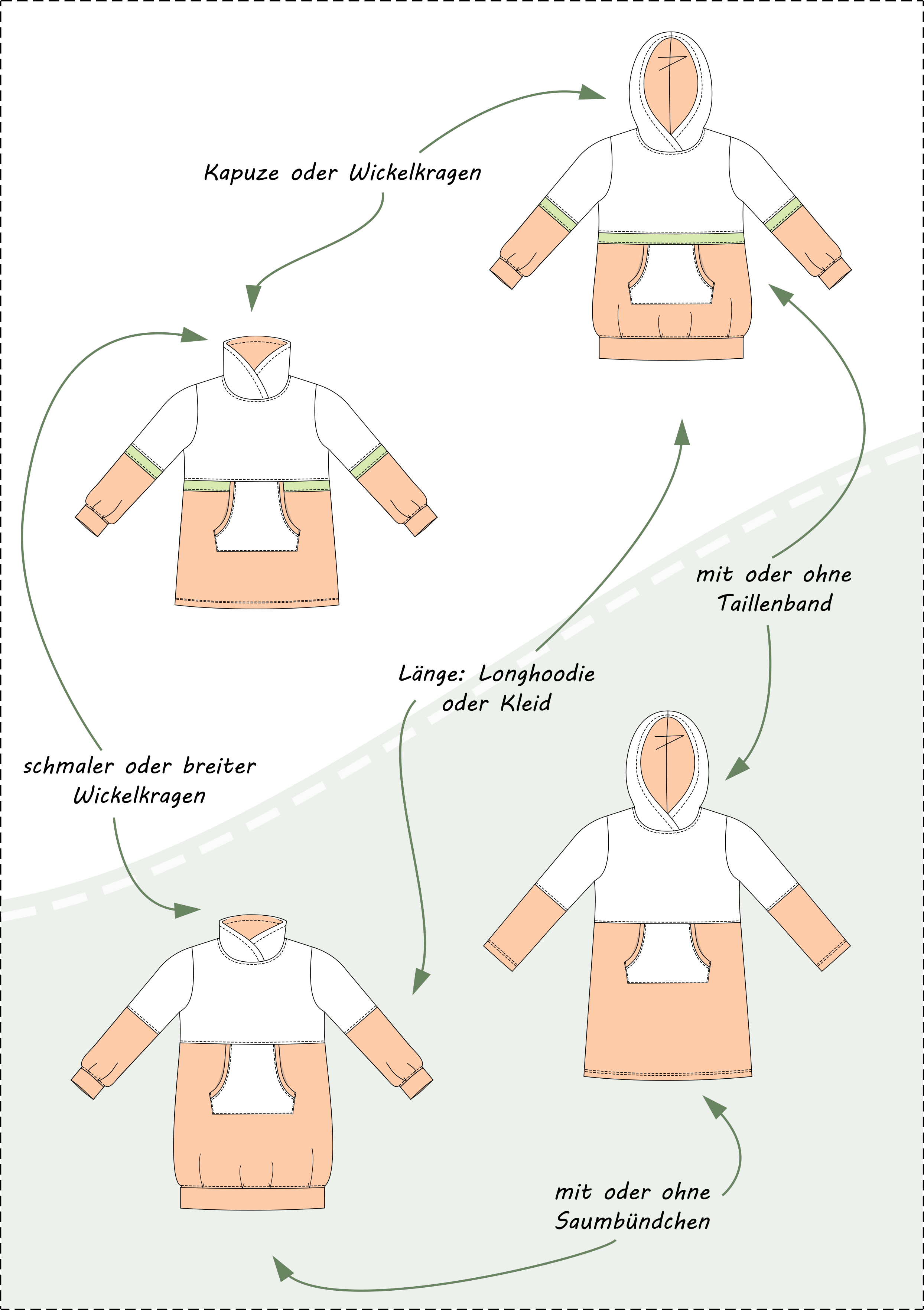 Yuna – Sweatkleid oder Longhoodie mit Teilungsnähten Gr. 86-158 - Sewando