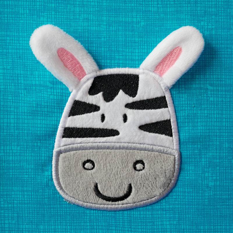 Stickdatei Applikation 3D Zebra mit abstehenden Ohren - Sewando