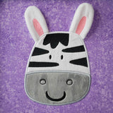 Stickdatei Applikation 3D Zebra mit abstehenden Ohren - Sewando